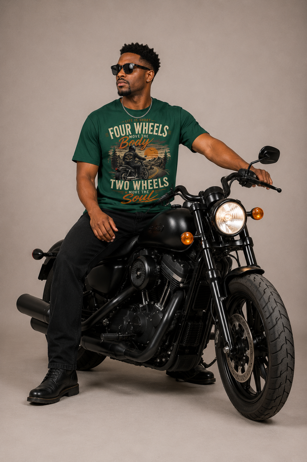 Streetwear Loose Drop Shoulder T-Shirt - Four Wheels move the body