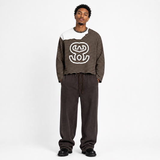 Unisex Striped Panel Boxy Long Sleeve T-Shirt - "Stripe SS"