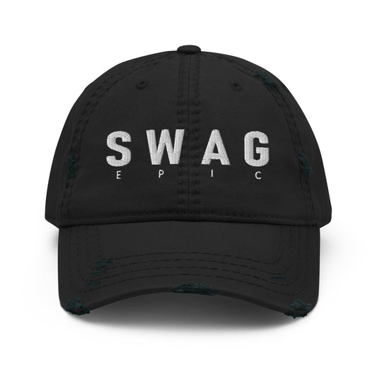 SWAG "UNIQUE" DISTRESSED BLACK DAD HAT