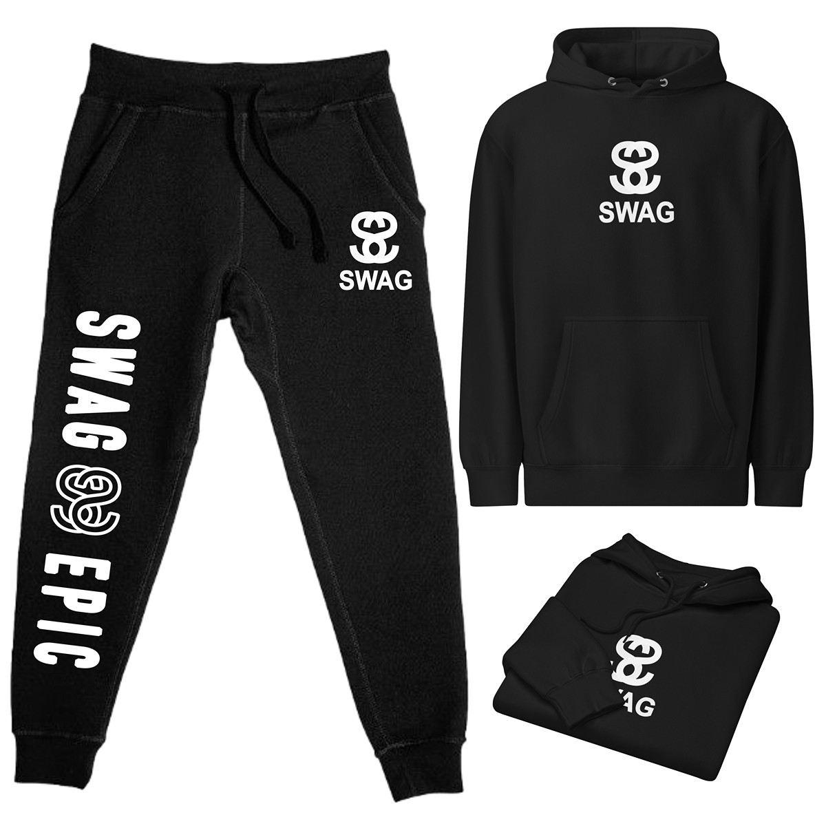 "SWAG SS" ORIGINAL FLEECE BLACK JOGGER