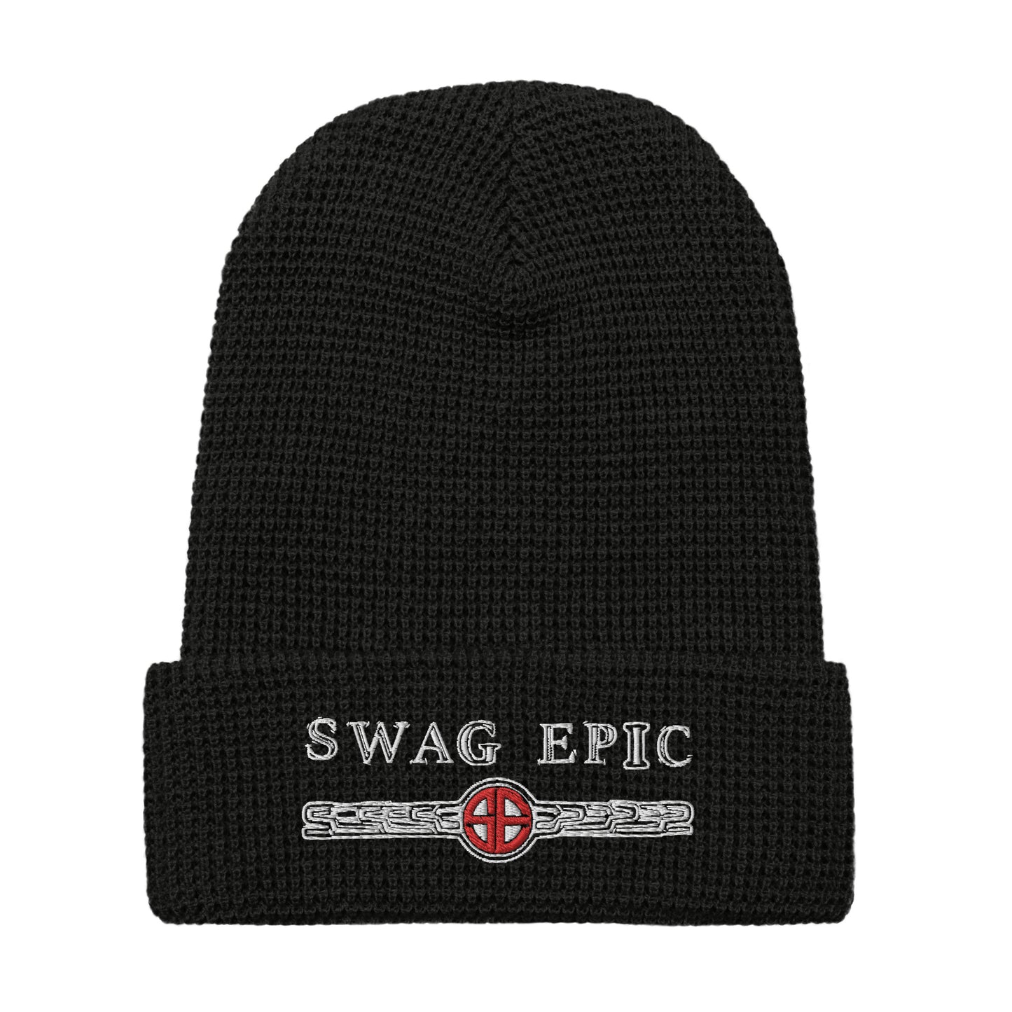 "SWAG SCRATCHED UP" BLACK WAFFLE BEANIE