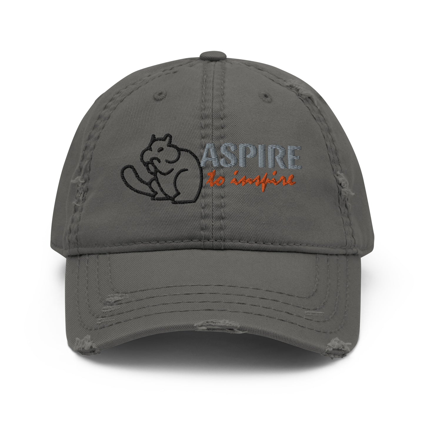 "ASPIRE TO INSPIRE" EMBROIDERED DISTRESSED DAD HAT