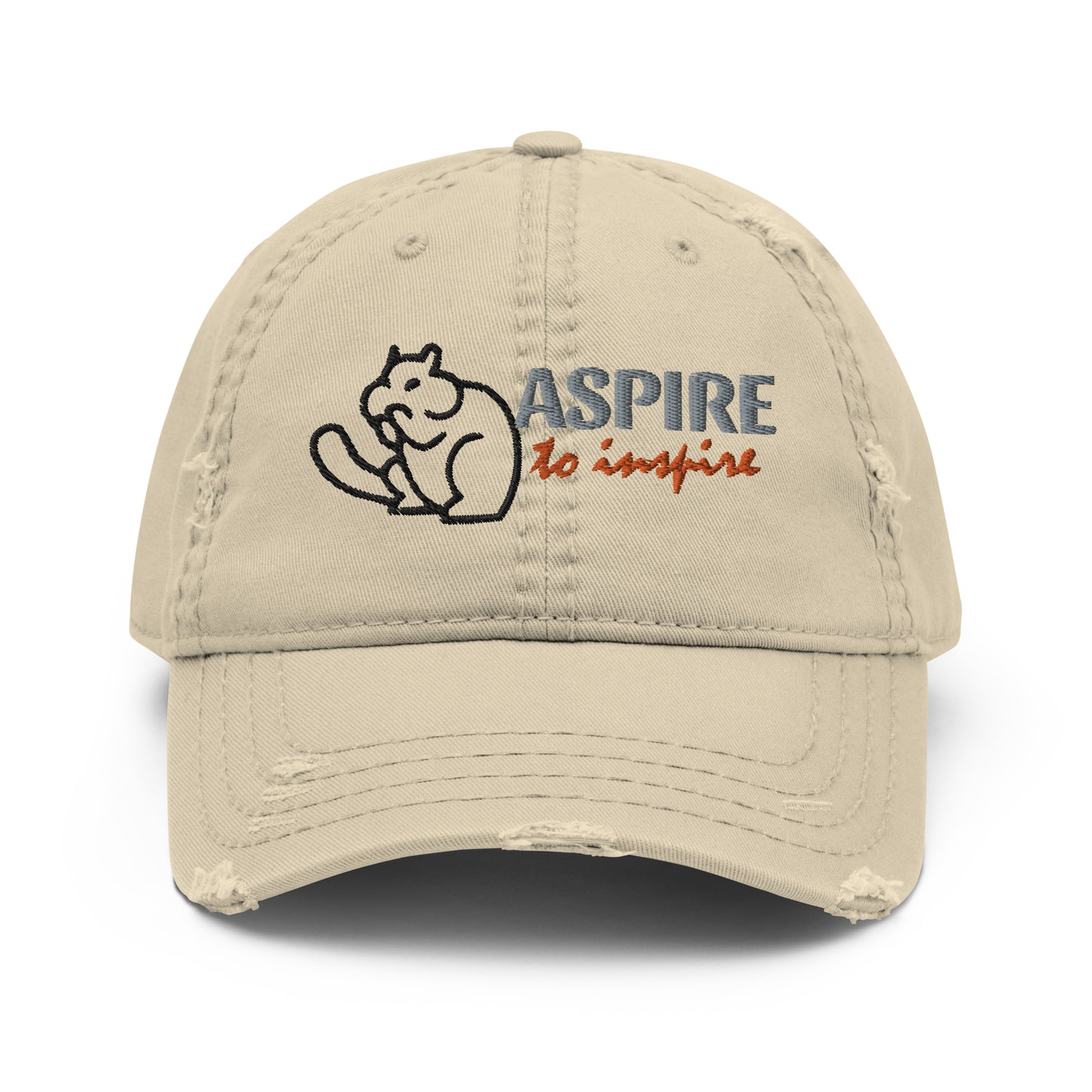 "ASPIRE TO INSPIRE" EMBROIDERED DISTRESSED DAD HAT
