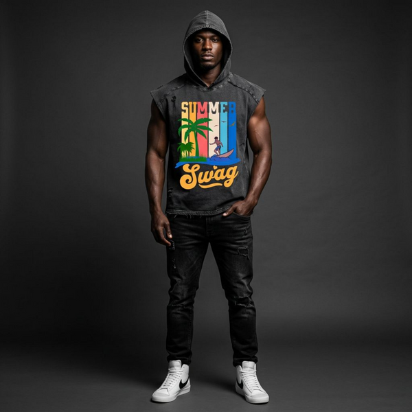 Snow Washed Boxy Hooded Tank Top – Summer Swag Collection