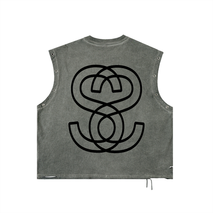 Distressed Grommet Eyelet Tank Top  - Love trumps Hate