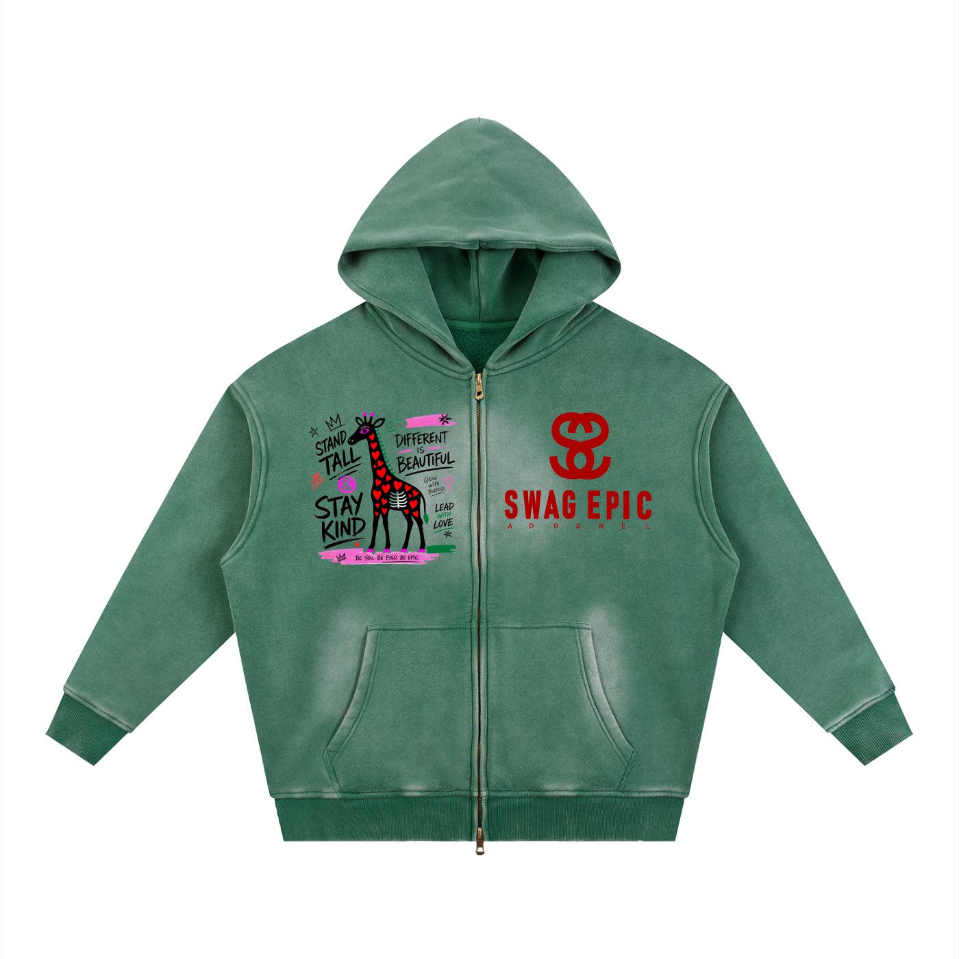 Sunfade Two-way Zipper Boxy Fleece Hoodie