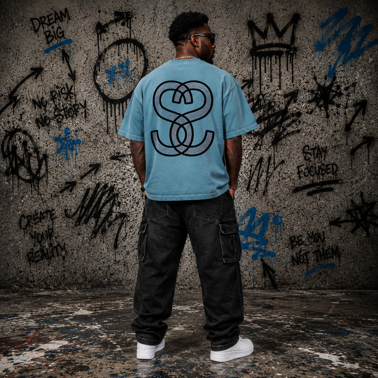 Unisex Reverse Dyed Boxy T-Shirt - "Scratch Scribble Epic"