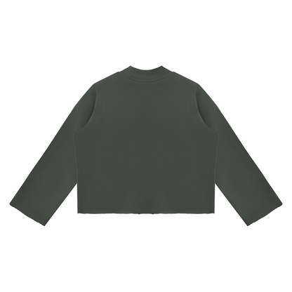 Unisex Mock Neck Raw Edge Boxy Sweatshirt - "Stand Tall and Dream Big"