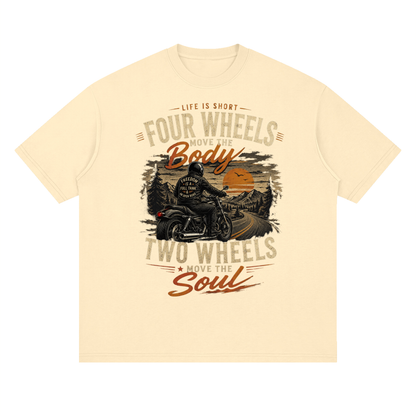 Streetwear Loose Drop Shoulder T-Shirt - Four Wheels move the body