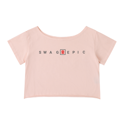 Off-Shoulder Rolled Hem Cotton T-Shirt – Swag Epic Ladies