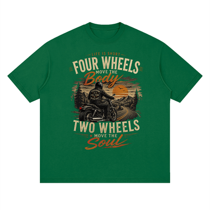 Streetwear Loose Drop Shoulder T-Shirt - Four Wheels move the body