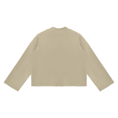 Unisex Mock Neck Raw Edge Boxy Sweatshirt - "Stand Tall and Dream Big"