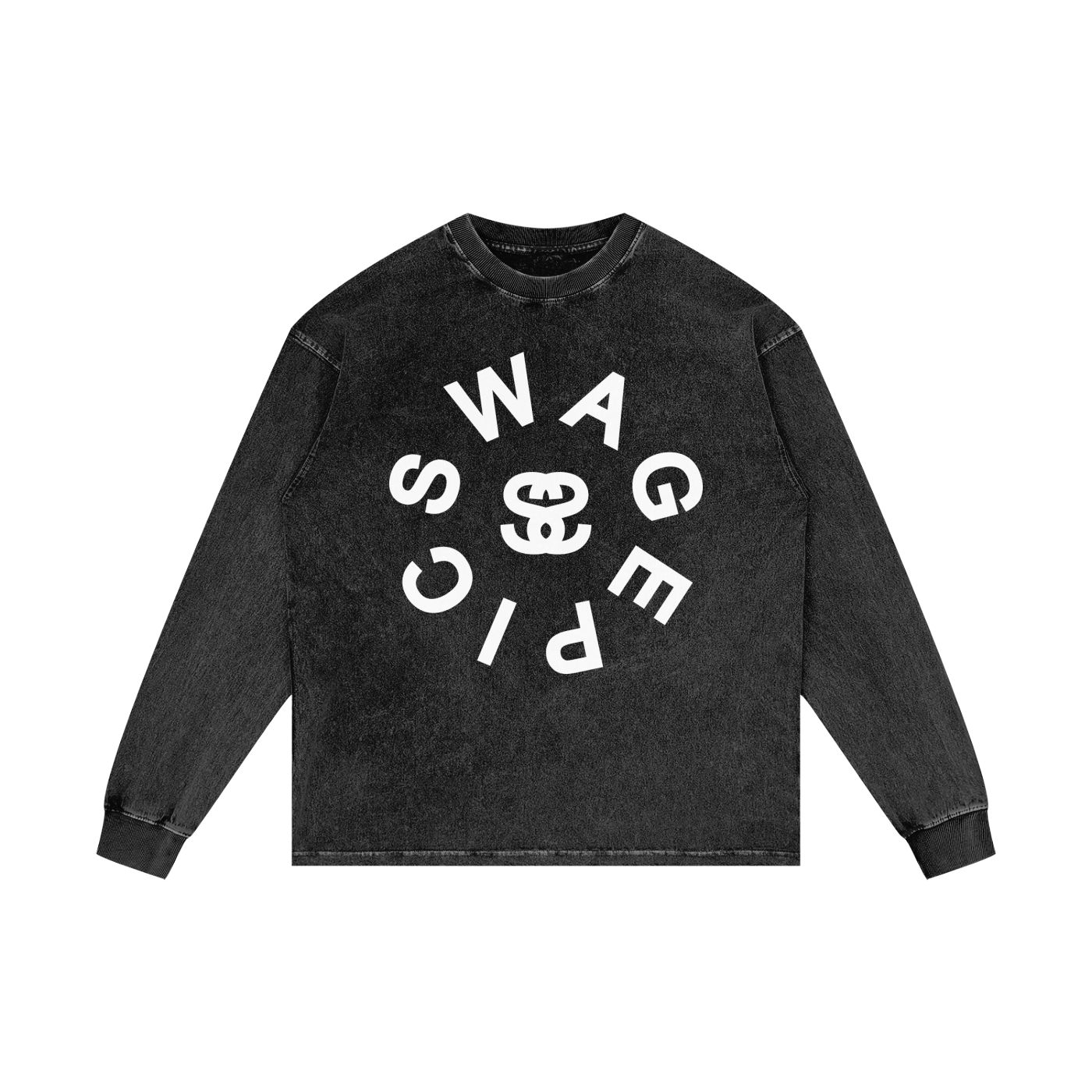 Acid Wash Oversize Long Sleeve "Epic Circle" T-Shirt