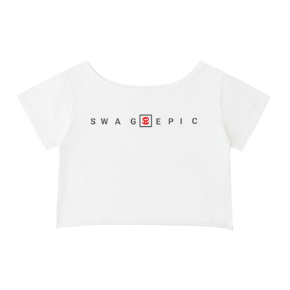 Off-Shoulder Rolled Hem Cotton T-Shirt – Swag Epic Ladies