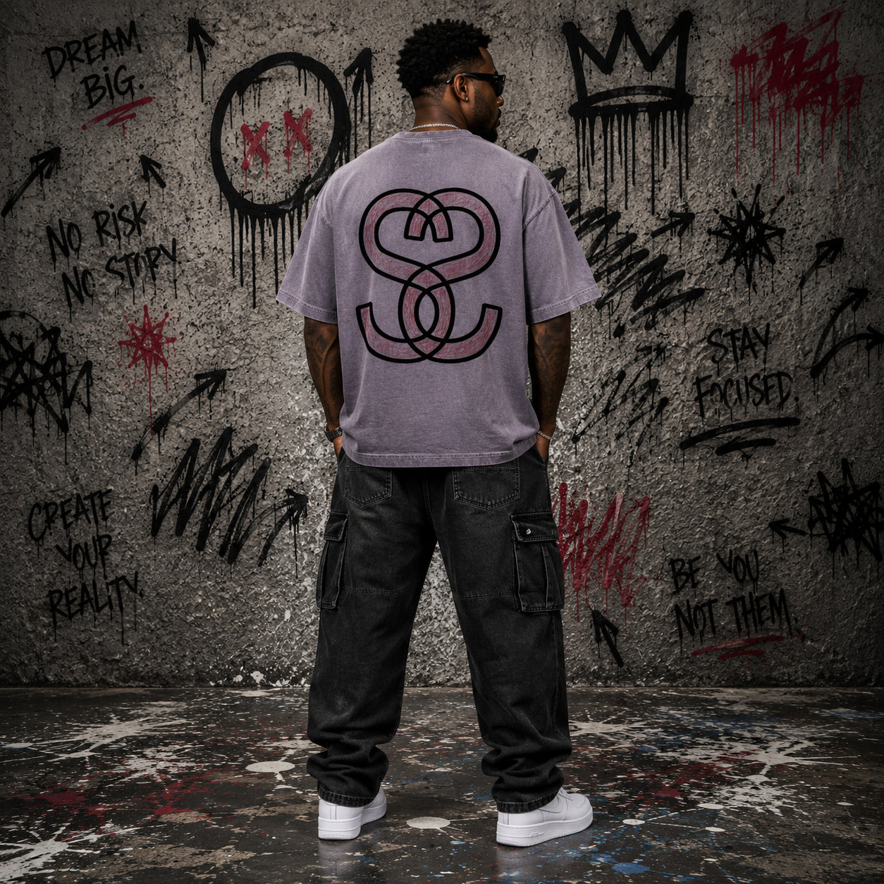 Unisex Reverse Dyed Boxy T-Shirt - "Scratch Scribble Epic"
