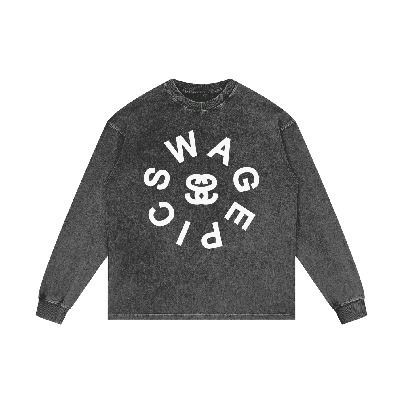 Acid Wash Oversize Long Sleeve "Epic Circle" T-Shirt