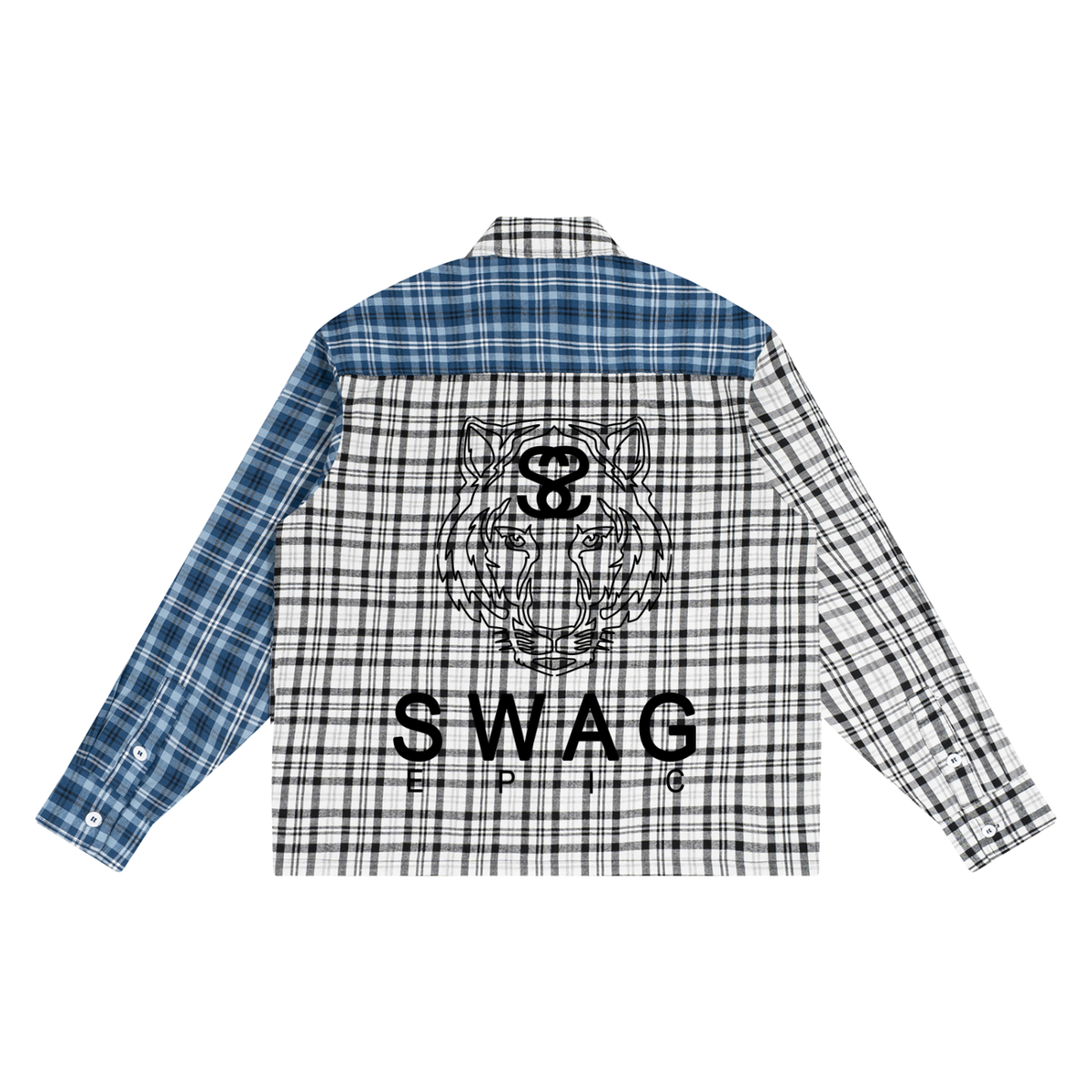 Unisex Oversized Plaid Color Block Shirt - "Tiger Face"