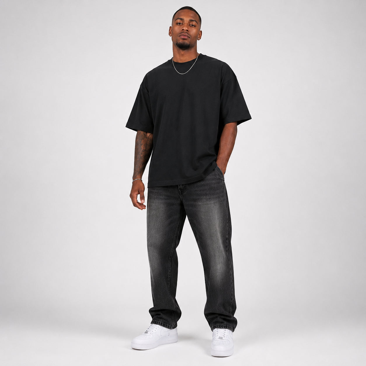 Drop Shoulder Cotton Plain T-Shirt