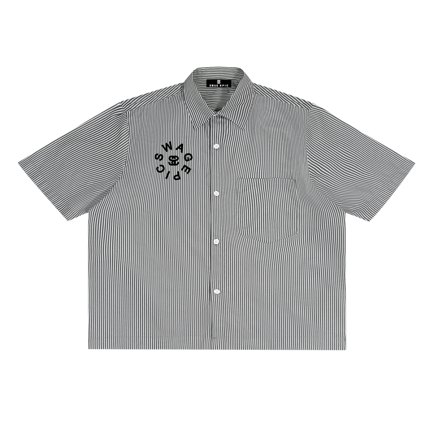 Oversized Vertical Stripe "Swag Epic" Boxy Shirt