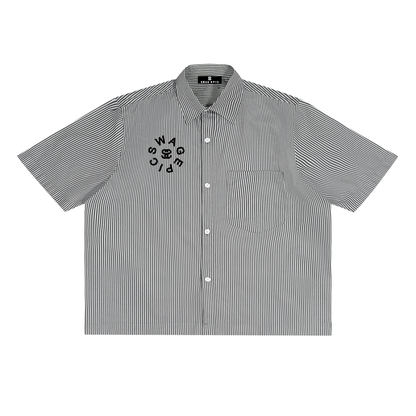 Oversized Vertical Stripe "Swag Epic" Boxy Shirt
