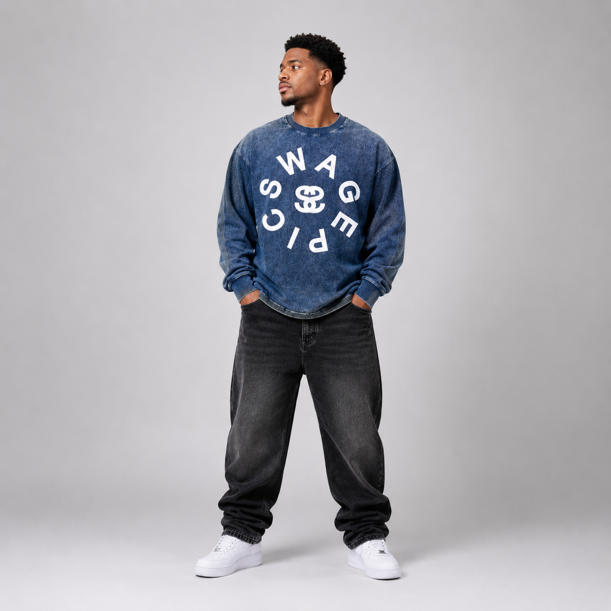 Acid Wash Oversize Long Sleeve "Epic Circle" T-Shirt