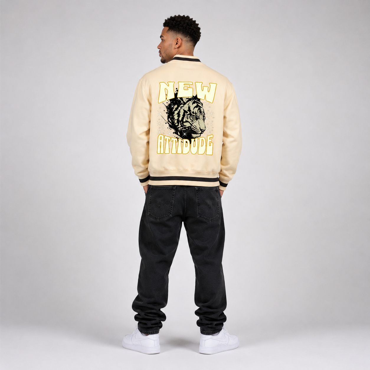 Contrast Piping Zip Bomber Jacket - "New Attitude"