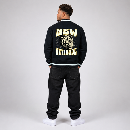 Contrast Piping Zip Bomber Jacket - "New Attitude"