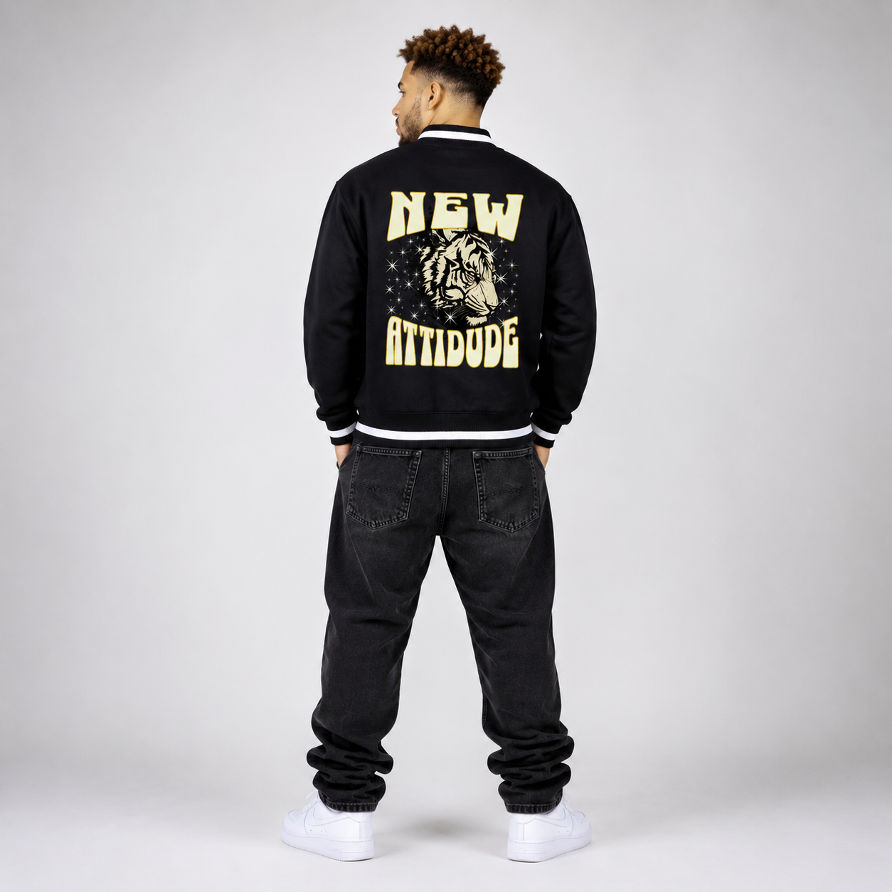 Contrast Piping Zip Bomber Jacket - "New Attitude"
