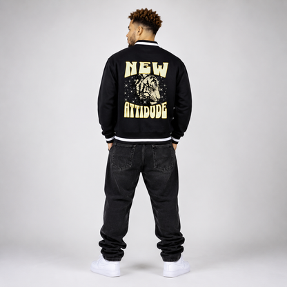 Contrast Piping Zip Bomber Jacket - "New Attitude"