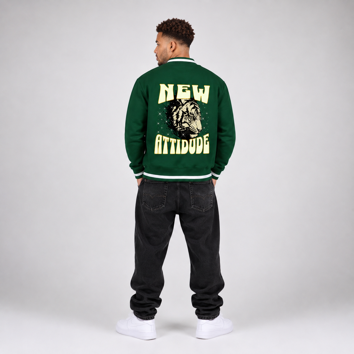 Contrast Piping Zip Bomber Jacket - "New Attitude"