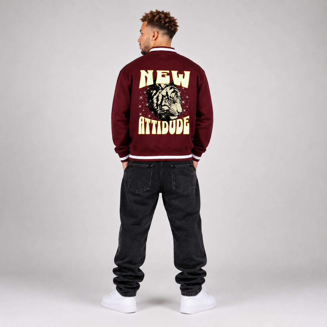 Contrast Piping Zip Bomber Jacket - "New Attitude"