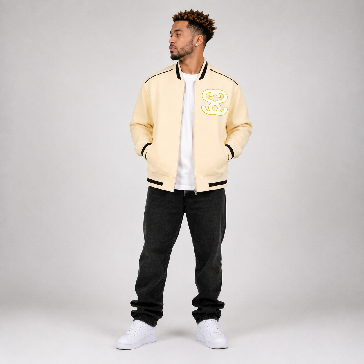 Contrast Piping Zip Bomber Jacket - "New Attitude"
