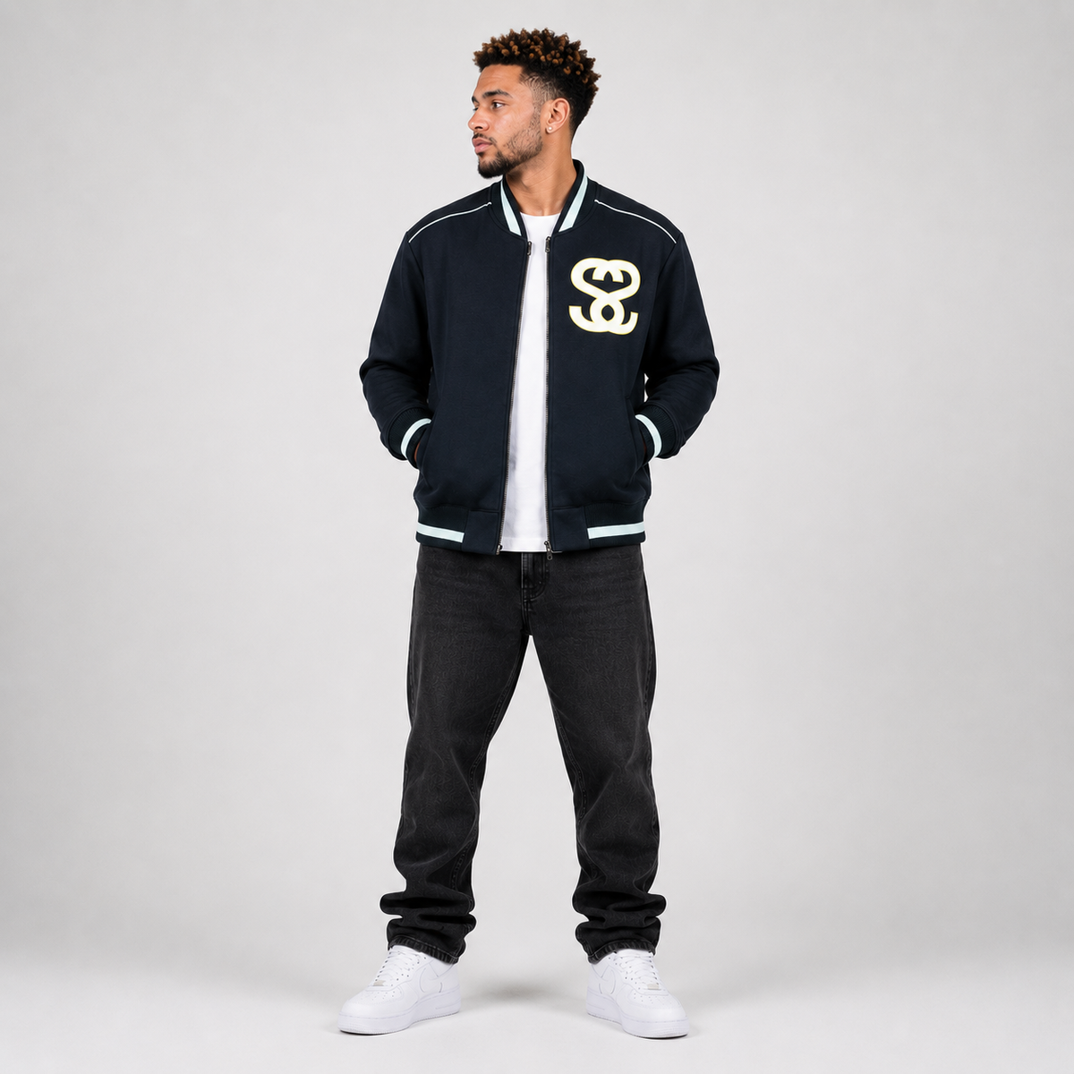 Contrast Piping Zip Bomber Jacket - "New Attitude"