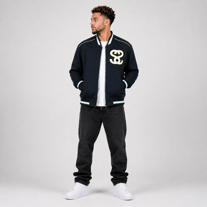 Contrast Piping Zip Bomber Jacket - "New Attitude"