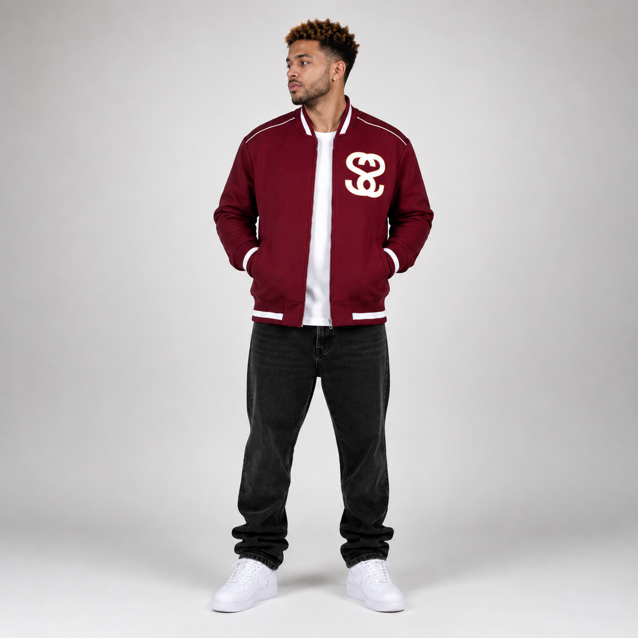 Contrast Piping Zip Bomber Jacket - "New Attitude"