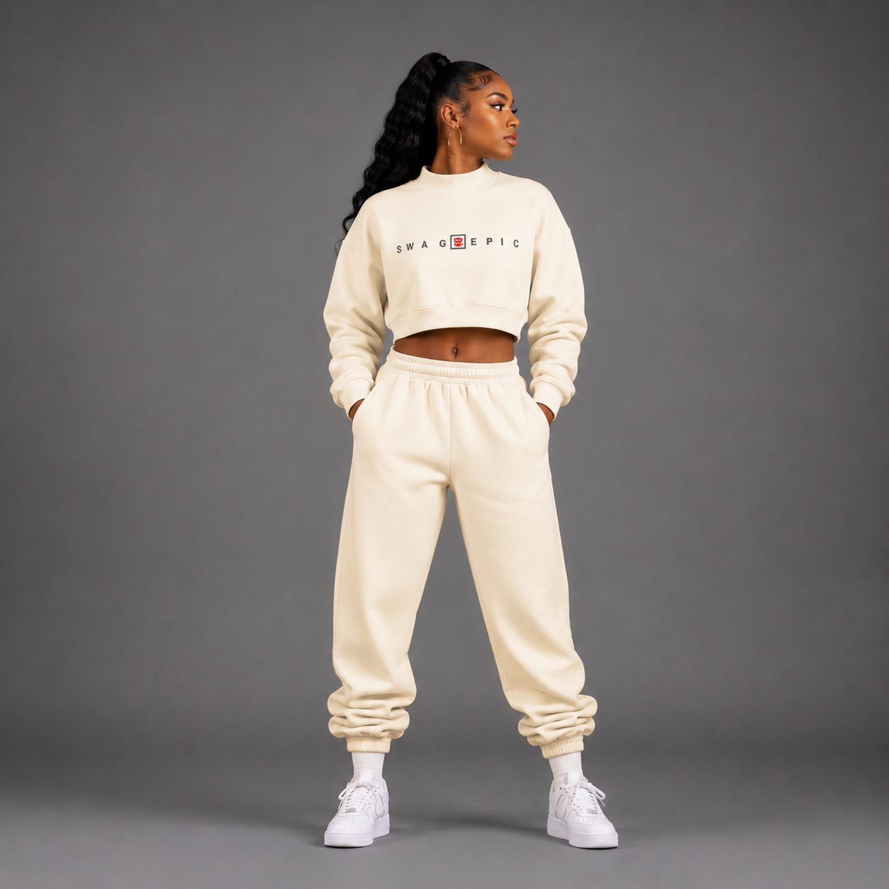 Essential Fleece Mock-Neck Crew Sweatshirt – Swag Ladies