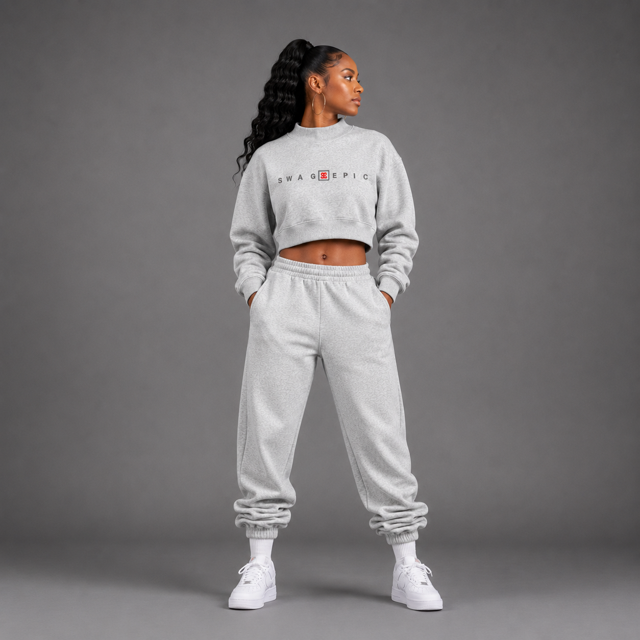 Essential Fleece Mock-Neck Crew Sweatshirt – Swag Ladies