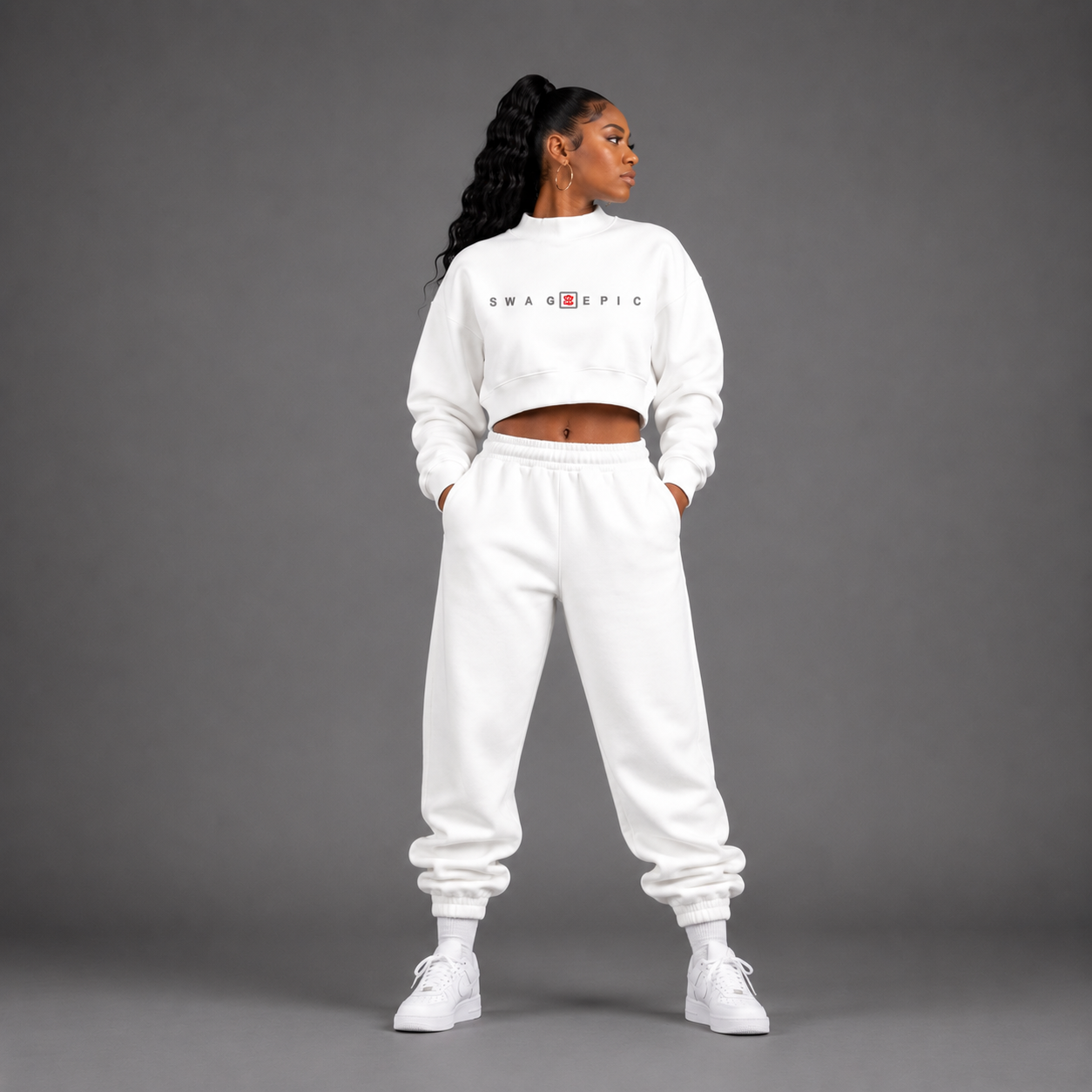 Essential Fleece Mock-Neck Crew Sweatshirt – Swag Ladies