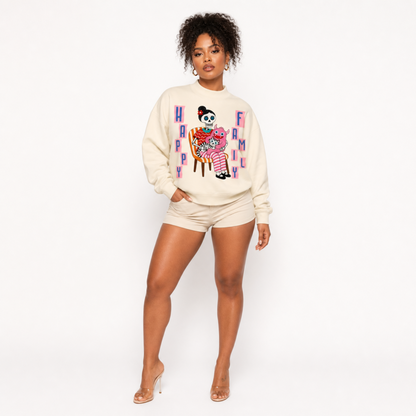 Essential Fleece Mock-Neck Crew Sweatshirt - "Happy Family"