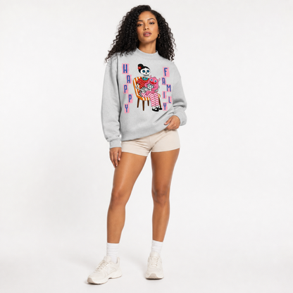 Essential Fleece Mock-Neck Crew Sweatshirt - "Happy Family"