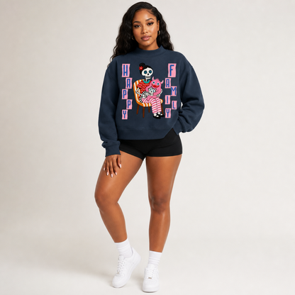 Essential Fleece Mock-Neck Crew Sweatshirt - "Happy Family"