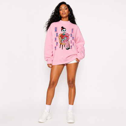 Essential Fleece Mock-Neck Crew Sweatshirt - "Happy Family"