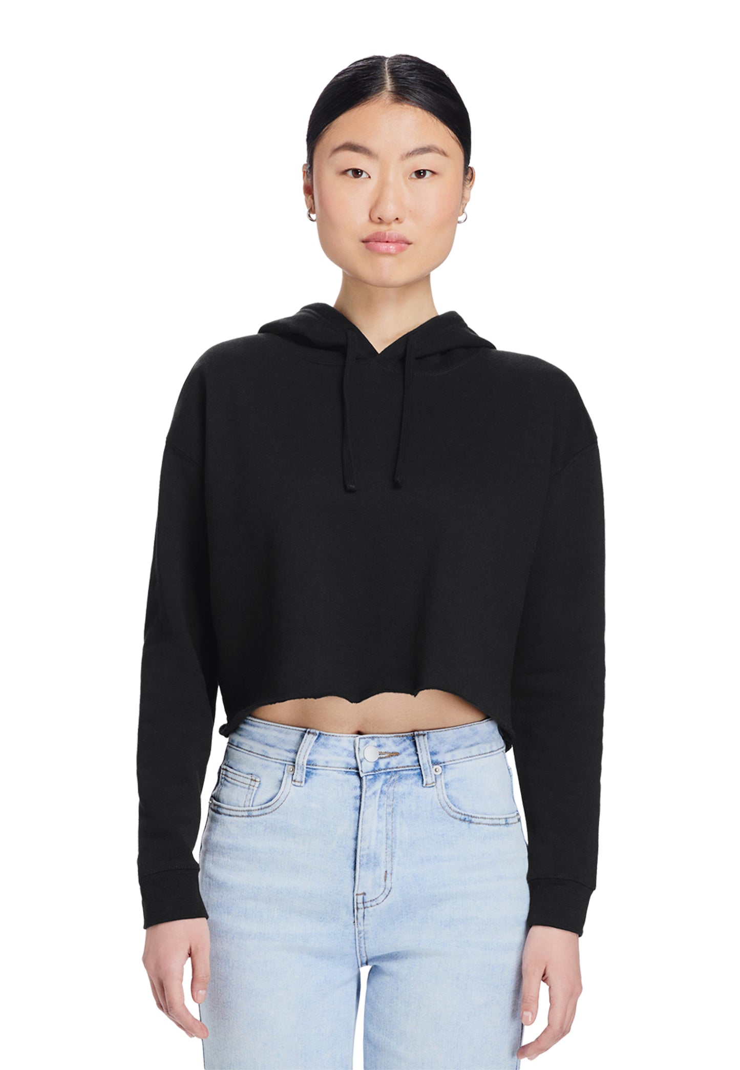 Lady's Relaxed Crop Hoodie - "Plain"
