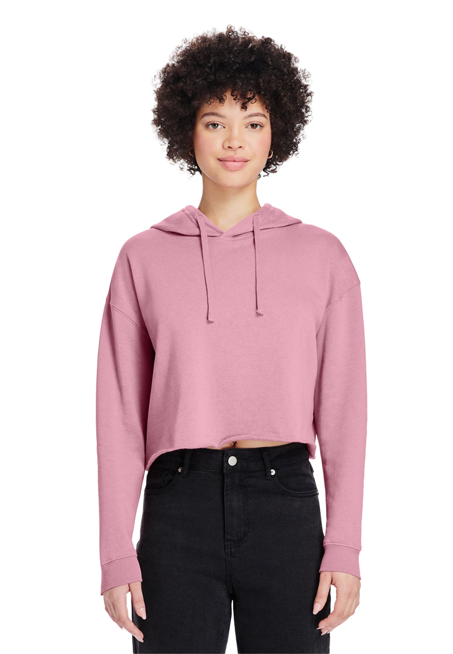 Lady's Relaxed Crop Hoodie - "Plain"