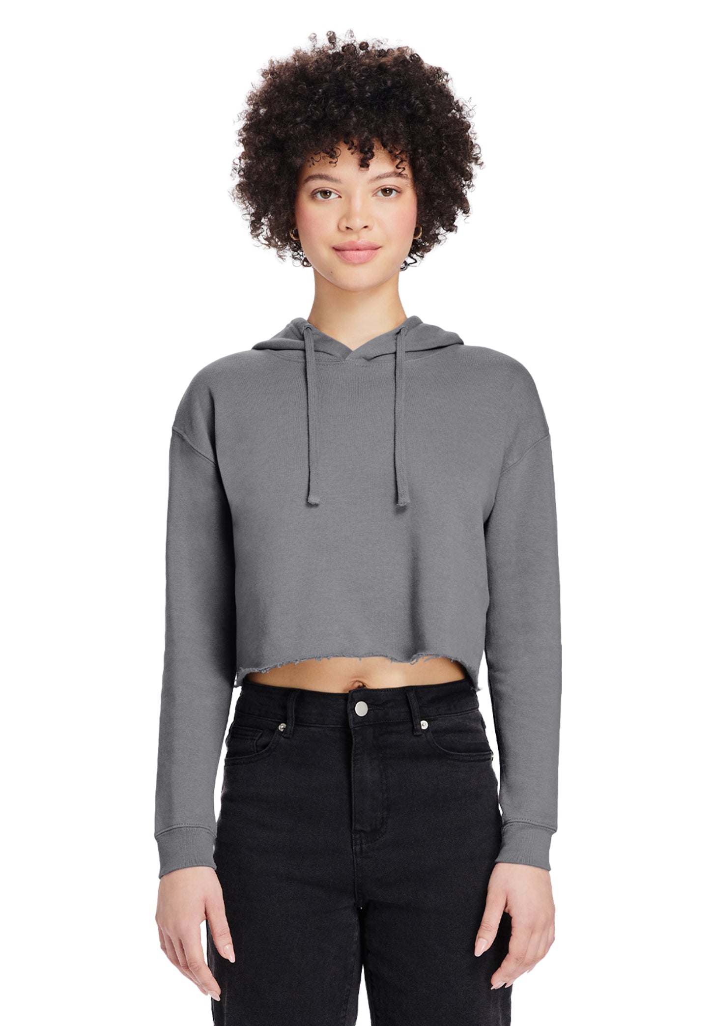Lady's Relaxed Crop Hoodie - "Plain"