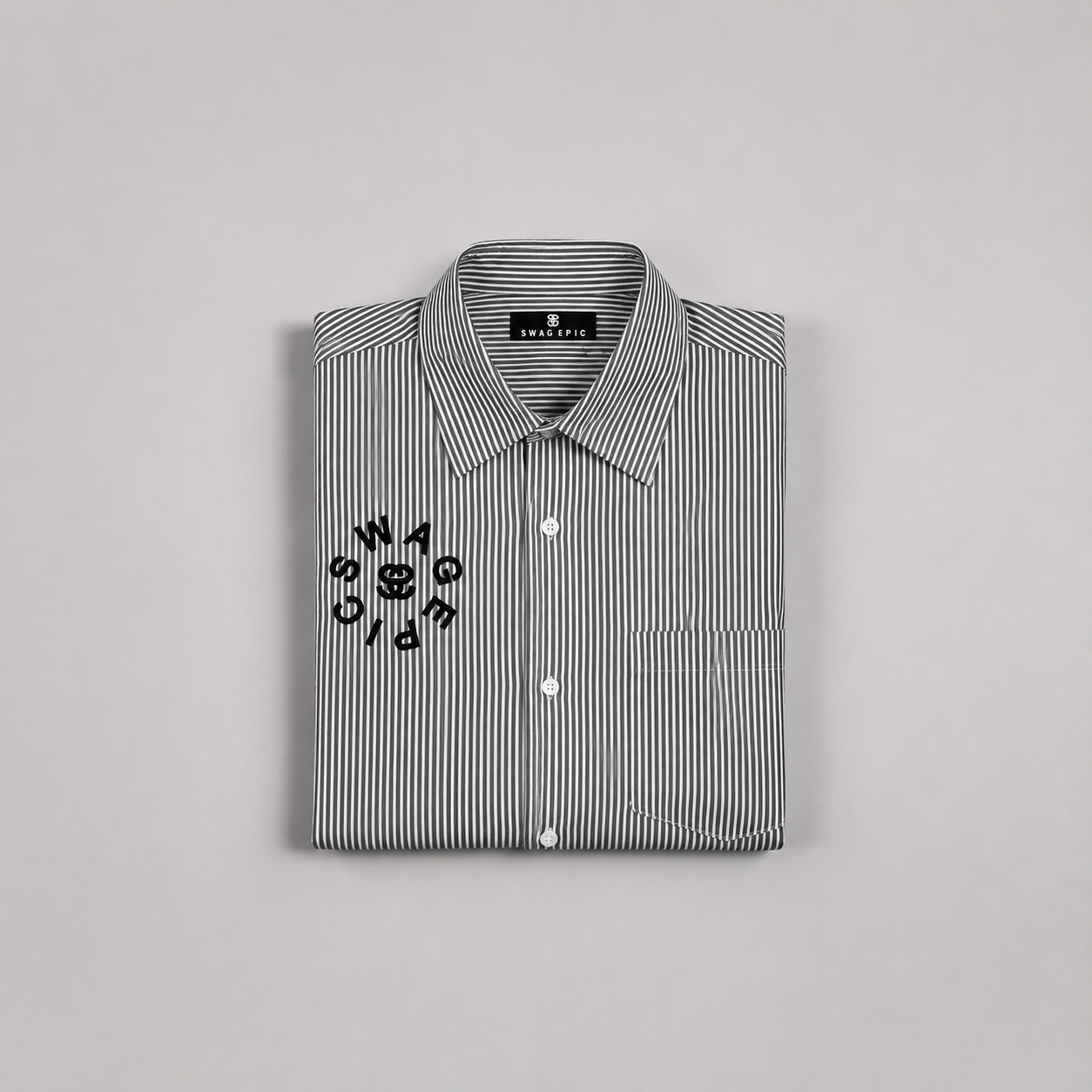 Oversized Vertical Stripe "Swag Epic" Boxy Shirt