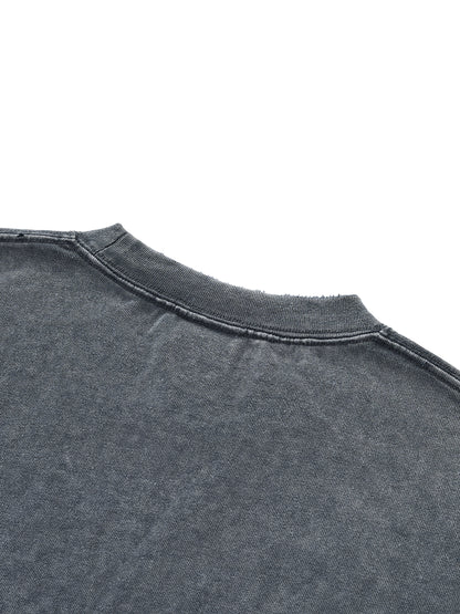 Snow Washed Raw-Hem Unisex Cotton T-Shirt