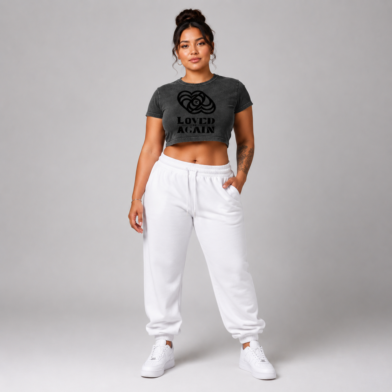 Women's Snow Washed Crop Top T-Shirt - "Loved Again"