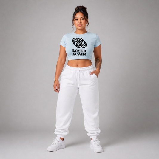 Women's Snow Washed Crop Top T-Shirt - "Loved Again"