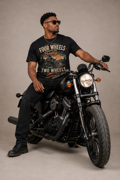 Streetwear Loose Drop Shoulder T-Shirt - Four Wheels move the body